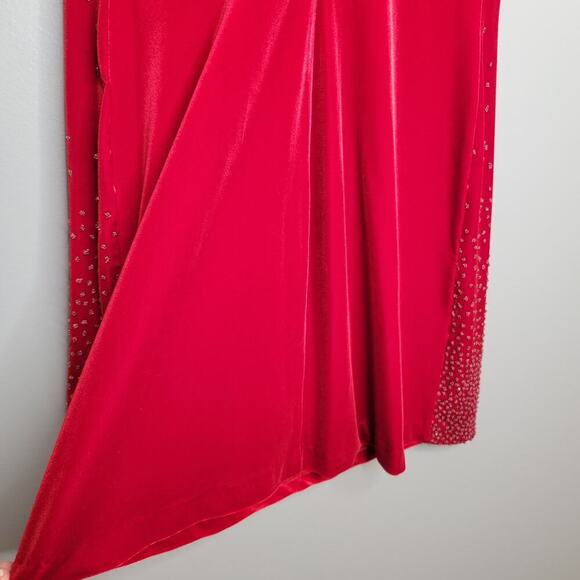 VTG City Triangles 90s y2k dress‎ women's L red sleeveless sparkle slinky velvet - Picture 8 of 11